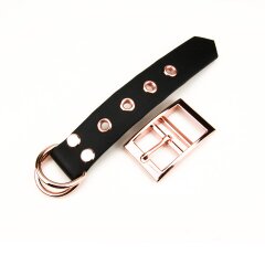 BioThane&reg; Modul 25 mm, Model: kurz V.2 mit &Ouml;sen, Stahl ros&eacute; gold / black