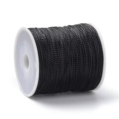Metallic Cord ca. 1.0 mm schwarz-gl&auml;nzend 100 m