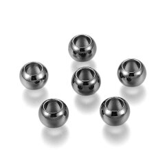 Messing Kugel- Bead grau/schwarz, Loch &Oslash;: 4.5mm