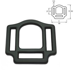Halfterquadrat mit 3 Öffnungen - schwarz 25 mm
