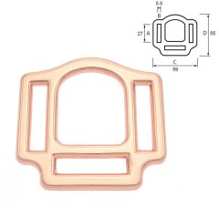 Halfterquadrat mit 3 Öffnungen - rosé gold 25 mm