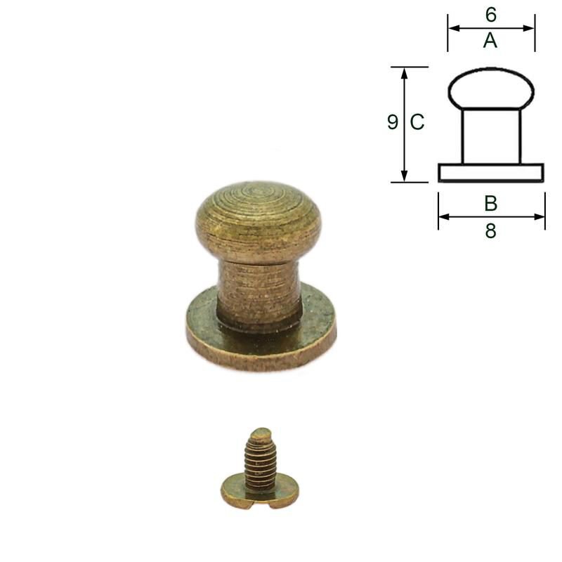 Beiltaschenknopf Antikes Messing 6 mm