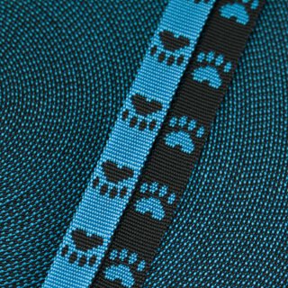 Gurtband mit Pfoten schwarz/blau 15 mm
