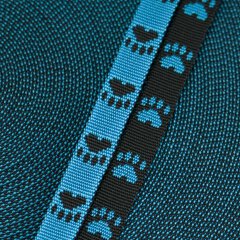 Gurtband mit Pfoten schwarz/blau 15 mm