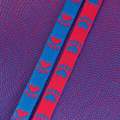 Gurtband mit Pfoten blau/rot 15 mm