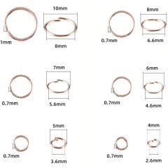 Jump Rings, Binderinge in ros&eacute; gold ca. 2.6 bis 8  mm