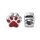 Farbige Kunststoff Pfoten Beads 10 Stk. assortiert silbern
