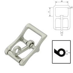 Rollschnalle mit Verriegelung Edelstahl 20 mm