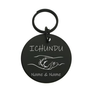 Runder Anhänger (icHUNDu) Edelstahl (schwarz)...