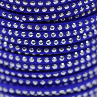 Kunst-Wildlederband mit silber Cabochons 3 x 2mm blau,...