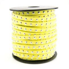 Kunst-Wildlederband mit silber Cabochons 4.5 x 2mm gelb,...