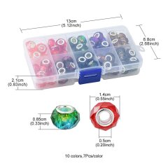 70 St&uuml;ck transparente Harzperlen facettiert &ndash; 10 Farben