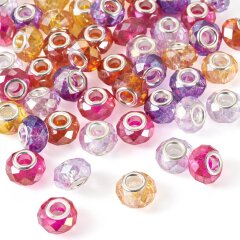 50 Glas-Gro&szlig;lochperlen bunt, facettiert, 5 mm Loch, DIY-Set