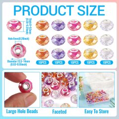 50 Glas-Gro&szlig;lochperlen bunt, facettiert, 5 mm Loch, DIY-Set