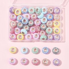 50 bunte Harz-Gro&szlig;lochperlen mit Messingkern &ndash; DIY Schmuckset