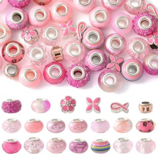 40 rosa Harz- & Glasperlen –...