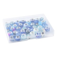 40 Harzperlen Blau &ndash; Gro&szlig;lochperlen-Set f&uuml;r DIY Schmuck in 20 Designs