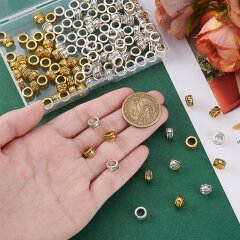 150 Antik Silber Gro&szlig;lochperlen &ndash; Metallperlen DIY Set