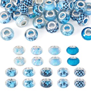 Bead-Box Lagoon Harzperlen Blau mit Glitzer Grossloch