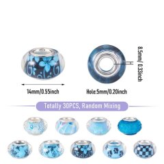 Bead-Box Lagoon Harzperlen Blau mit Glitzer Grossloch