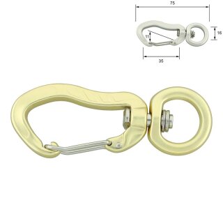 Karabinerhaken a. Aluminium 75 x 16 mm gold