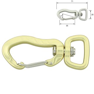 Karabinerhaken a. Aluminium 71 x 20 mm gold