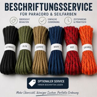 Beschriftungsservice für Paracord & Seilfarben
