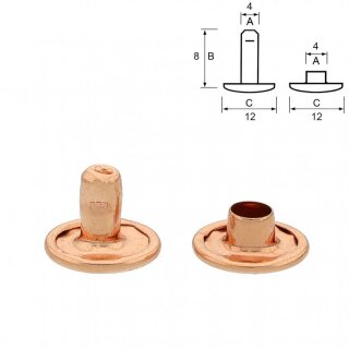 Doppelhohlnieten geschlossen - Rosé Gold 8 mm