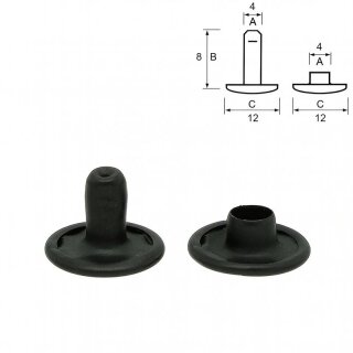 Doppelhohlnieten geschlossen - Schwarz Matt 8 mm