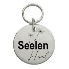 Runder Anh&auml;nger Seelen Hund m. Pusteblume