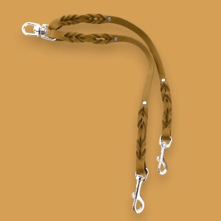 Fettleder-Leinen Addon Luvin-Twin, Cognac