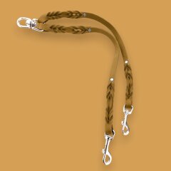 Fettleder-Leinen Addon Luvin-Twin, Cognac
