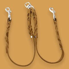 Fettleder-Leinen Addon Luvin-Twin, Cognac