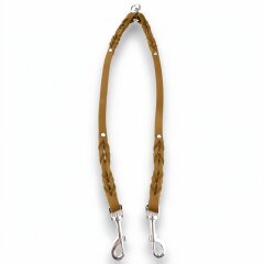 Fettleder-Leinen Addon Luvin-Twin, Cognac