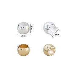 100 Messing-Grosslochperlen in Gold und Silber