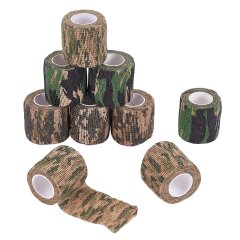 9 Rollen elastisches Polyesterband Camouflage 50 mm x 4,5 m