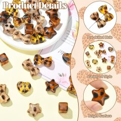 30 Acrylperlen mit Leopardenmuster - 6 Designs Sattelbraun