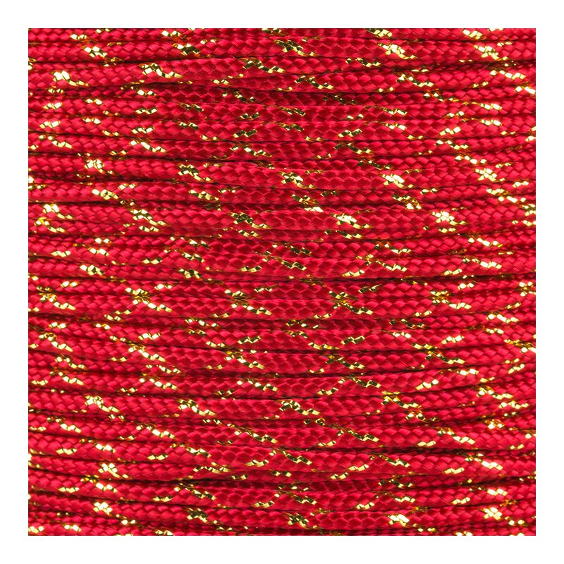 Paracord Typ 2 imperial red / gold metal x