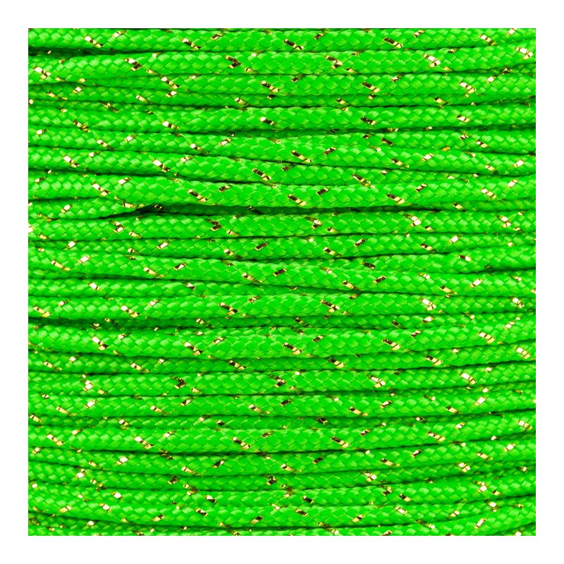 Paracord Typ 2 neon green / gold metal x