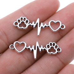 Verbinder "Heartbeat for Dogs" silbern